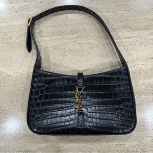 Saint Laurent Le 5 A 7 YSL Shoulder Bag in Croc-Embossed Leather